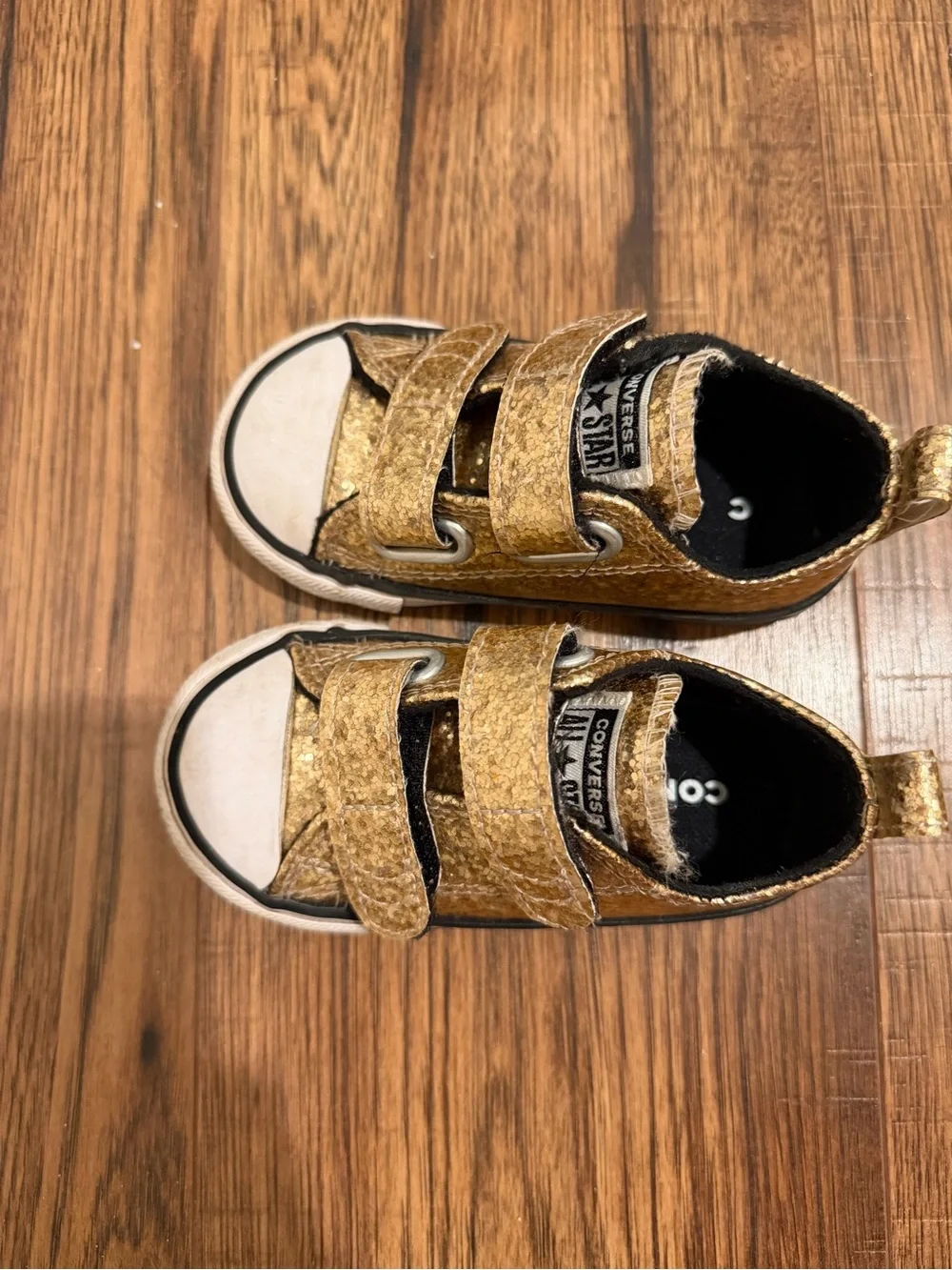 Converse Kids Glitter Double Velcro Sneakers - Gold